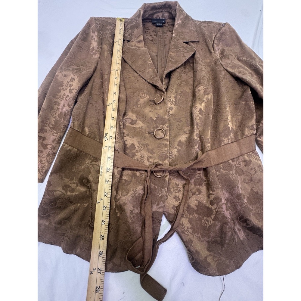 Lane Bryant Floral Brocade Tapestry Blazer 18 W Cottagecore 3/4 sleeve Belted - Picture 4 of 8